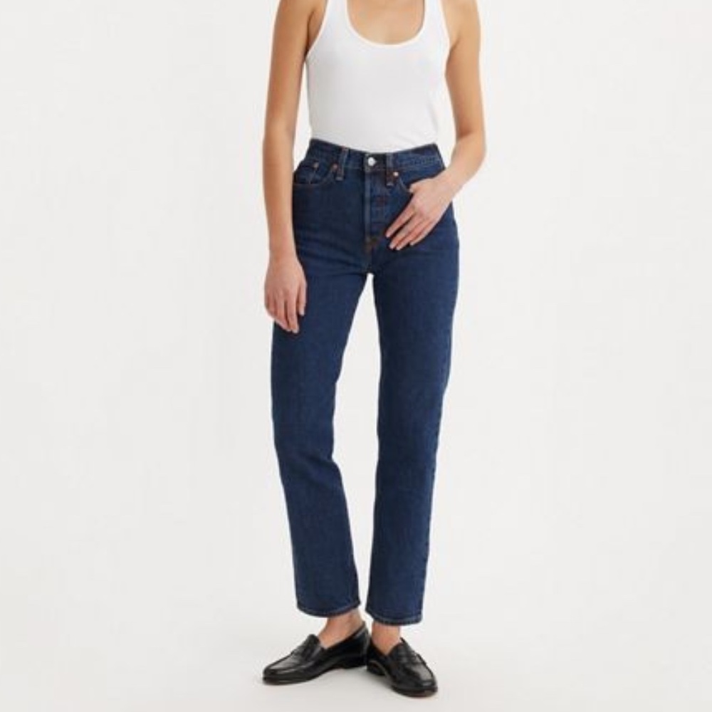 Levi's Wedgie Straight Leg High-Waisted Denim Jeans Dark Indigo Wash - Sz 26